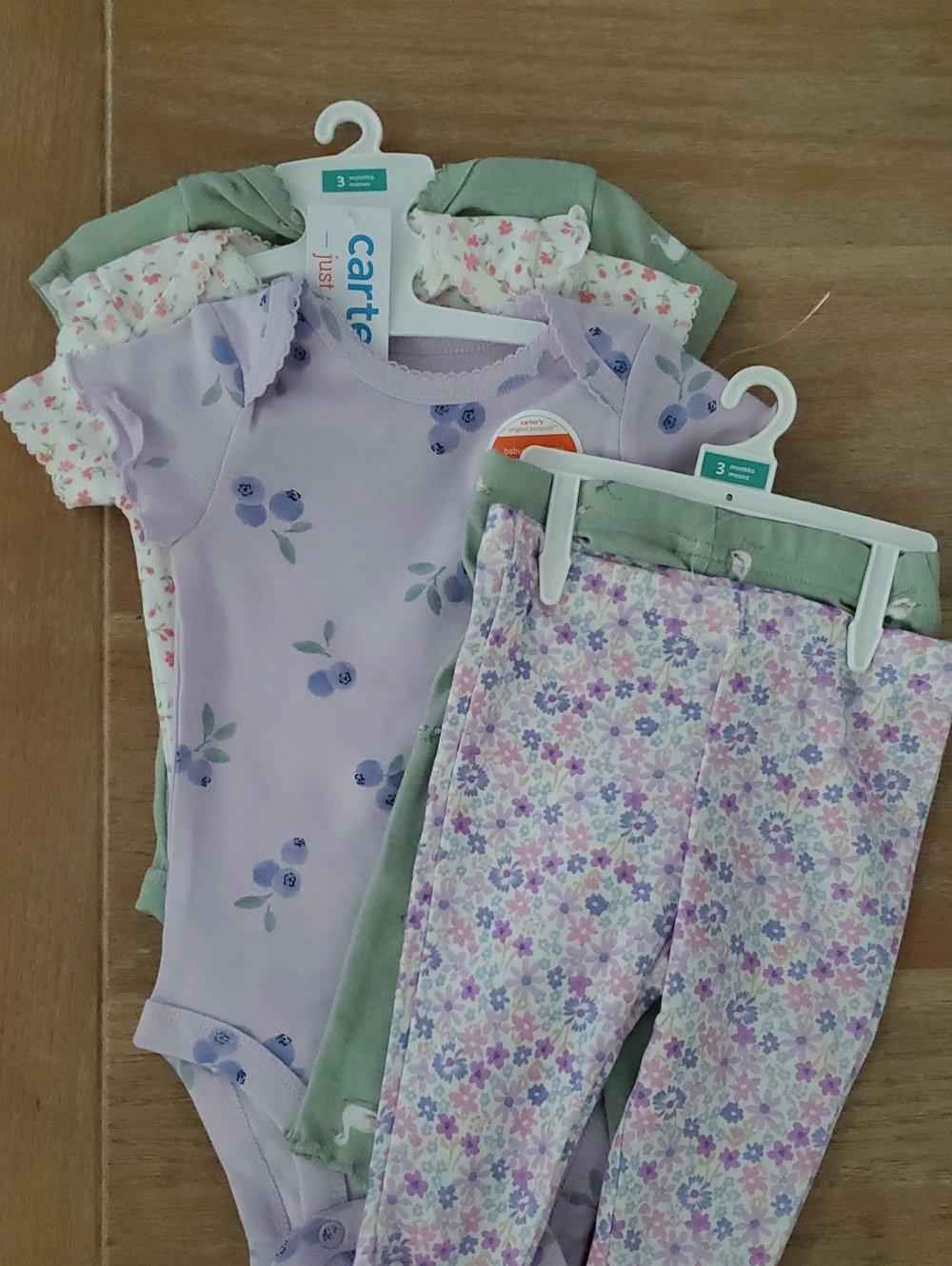 Carter's Lavender, Green and Cream Floral Baby Outfit Set
